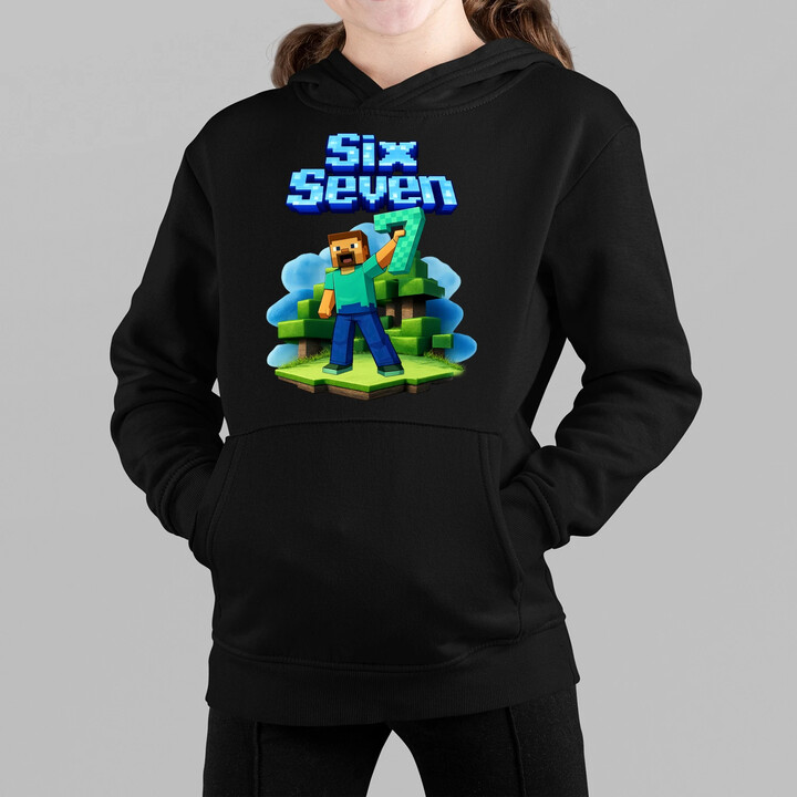 Steve 67 - Six Seven - dětská mikina s kapucí - inspirované Minecraft
