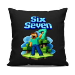 Steve 67 - Six Seven - černý polštář s potiskem - inspirované Minecraft