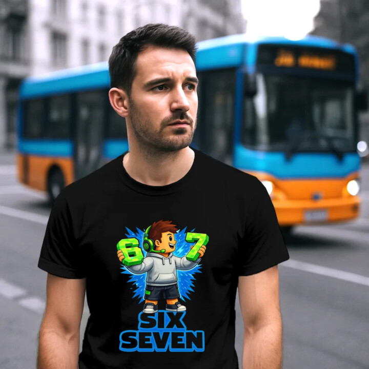 67 Six Seven - pánské tričko s potiskem - inspirované Roblox