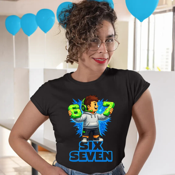 67 Six Seven  - dámské tričko s potiskem - inspirované Roblox