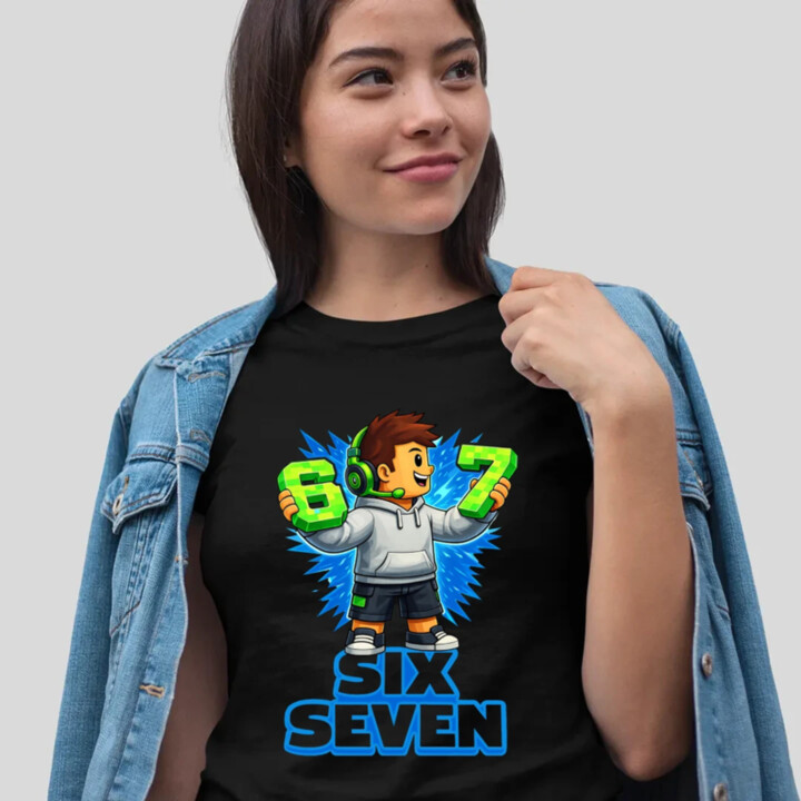 67 Six Seven  - dámské tričko s potiskem - inspirované Roblox