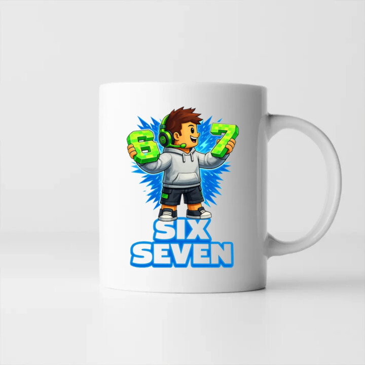 67 Six Seven - hrnek s potiskem - inspirované Roblox