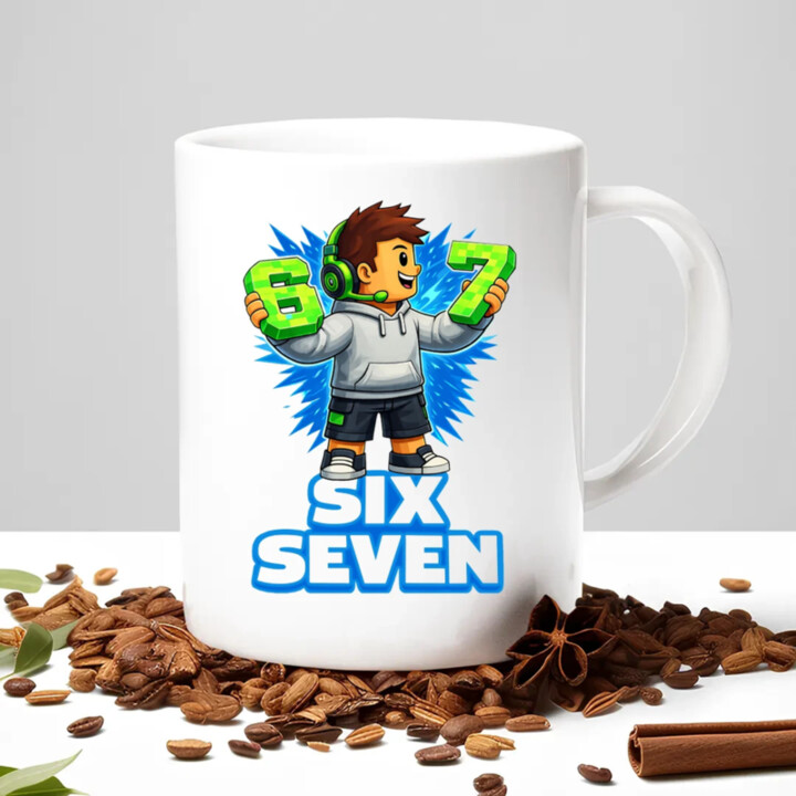67 Six Seven - hrnek s potiskem - inspirované Roblox