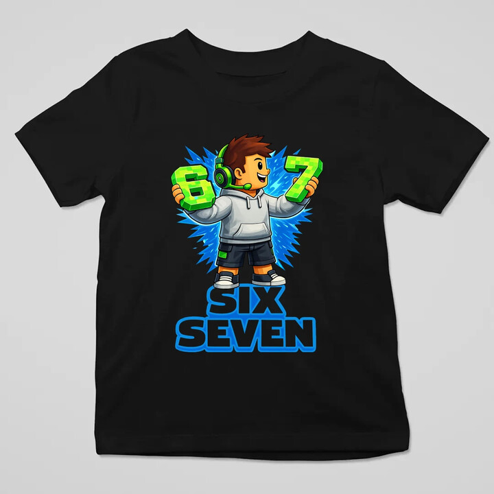 67 Six Seven - dětské tričko s potiskem - inspirované Roblox