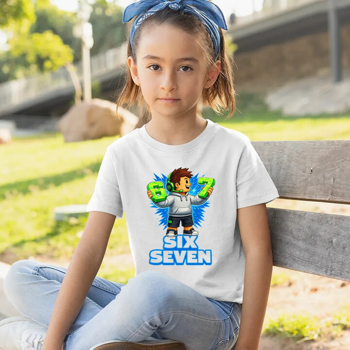67 Six Seven - dětské tričko s potiskem - inspirované Roblox