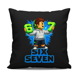 67 Six Seven - černý polštář s potiskem - inspirované Roblox