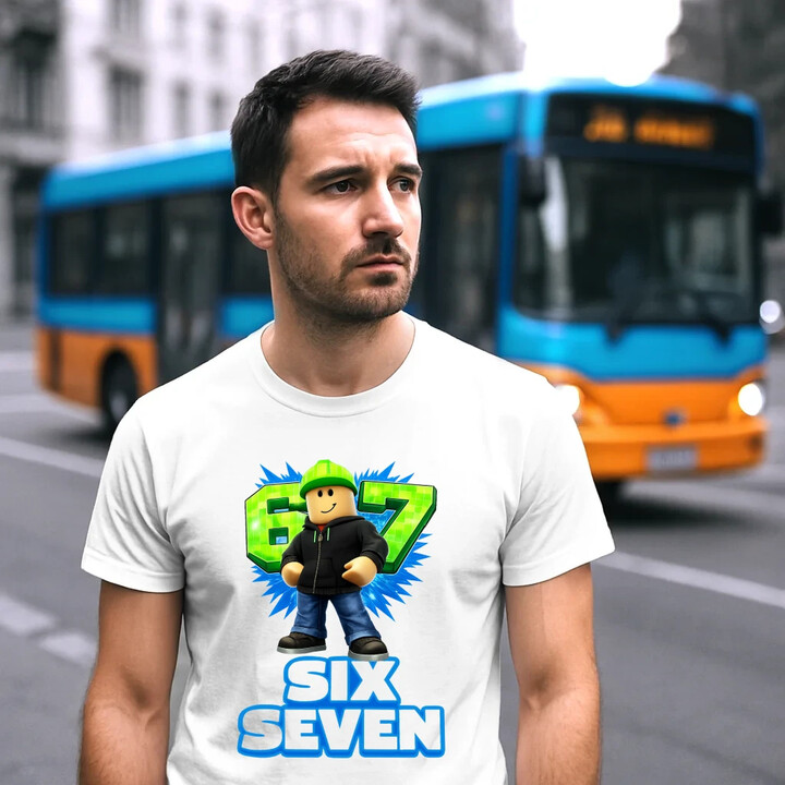 Six Seven 67 - pánské tričko s potiskem - inspirované Roblox