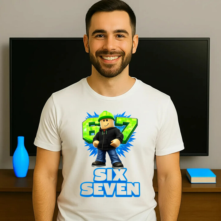 Six Seven 67 - pánské tričko s potiskem - inspirované Roblox