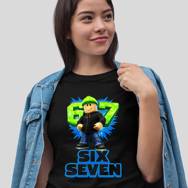Six Seven 67  - dámské tričko s potiskem - inspirované Roblox