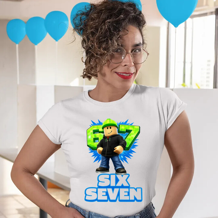 Six Seven 67  - dámské tričko s potiskem - inspirované Roblox