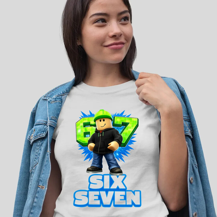 Six Seven 67  - dámské tričko s potiskem - inspirované Roblox