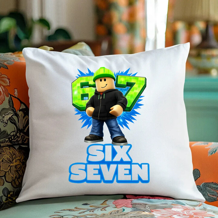 Six Seven 67 - polštář s potiskem - inspirované Roblox
