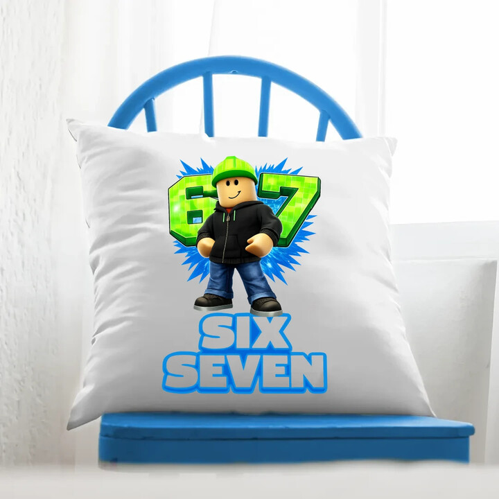 Six Seven 67 - polštář s potiskem - inspirované Roblox