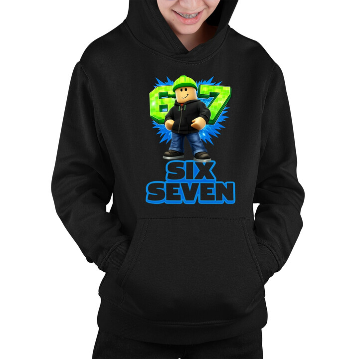 Six Seven 67 - dětská mikina s kapucí - inspirované Roblox