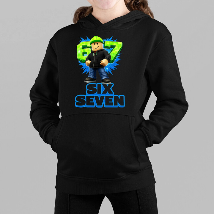 Six Seven 67 - dětská mikina s kapucí - inspirované Roblox