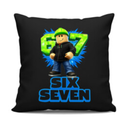 Six Seven 67 - černý polštář s potiskem - inspirované Roblox