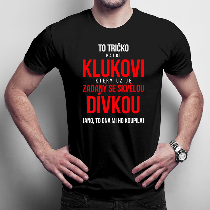 To tričko patří klukovi, který už je zadaný se skvělou dívkou (ano, to ona mi ho koupila)- pánská trička s potiskem