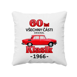 60 let - všechny části originál - Klasik 1966 - polštář s potiskem