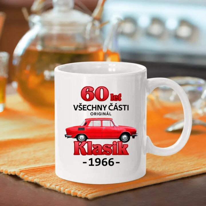 60 let - všechny části originál - Klasik 1966 - hrnek s potiskem