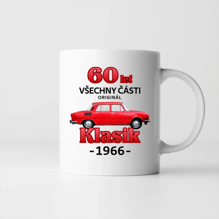 60 let - všechny části originál - Klasik 1966 - hrnek s potiskem