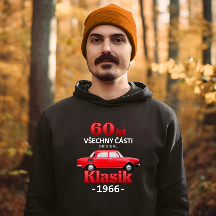 60 let - všechny části originál - Klasik 1966 - pánská mikina s potiskem