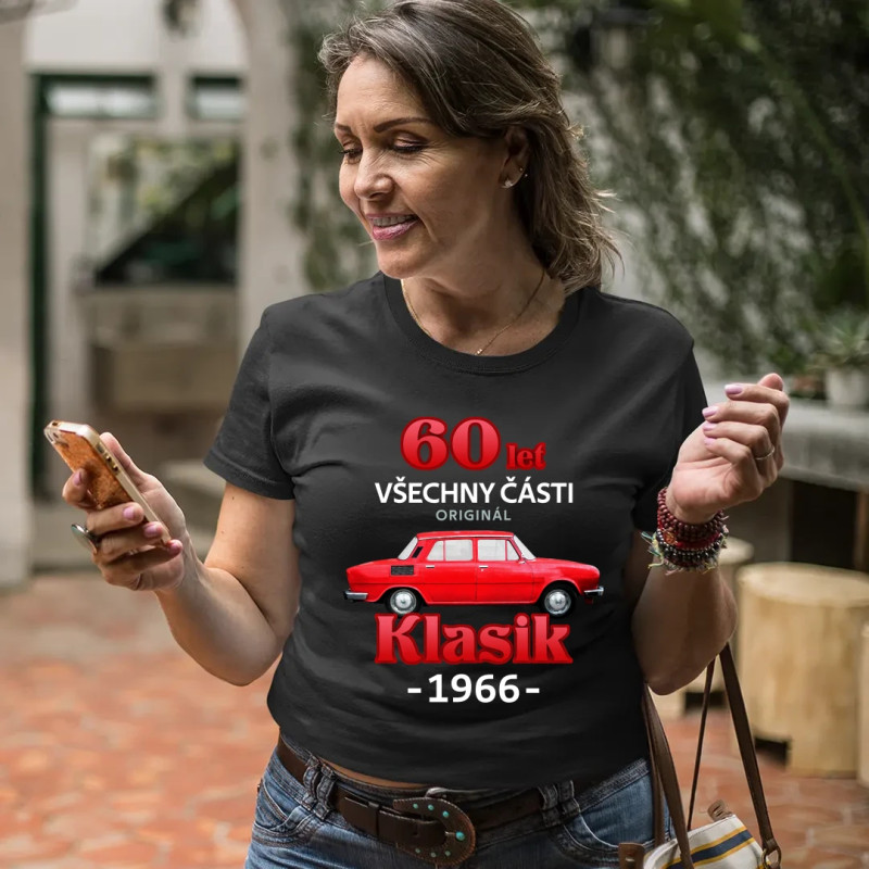 60 let - všechny části originál - Klasik 1966 - dámské tričko s potiskem
