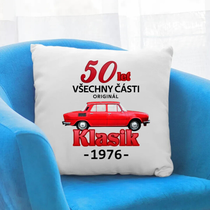50 let - všechny části originál - Klasik 1976 - polštář s potiskem