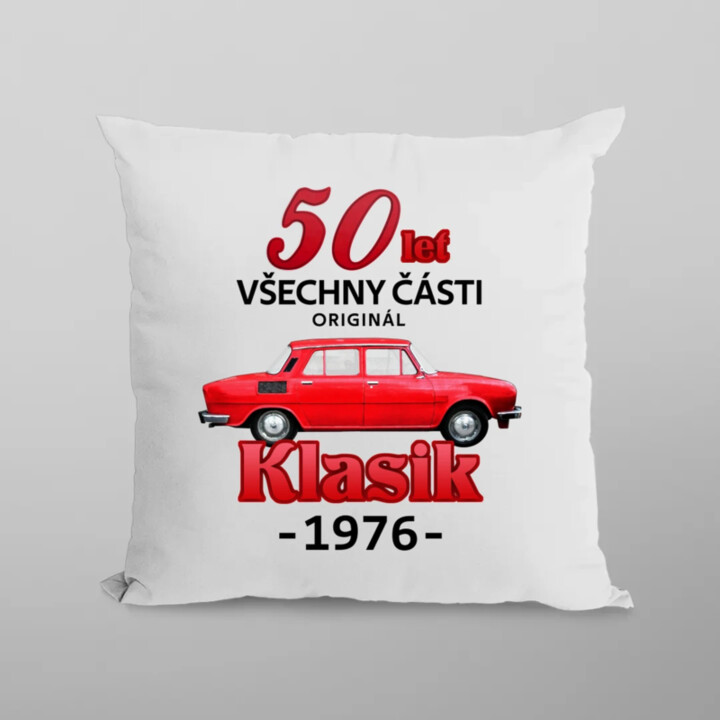 50 let - všechny části originál - Klasik 1976 - polštář s potiskem