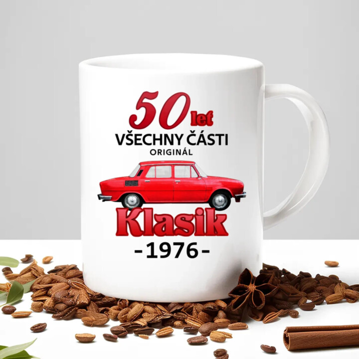 50 let - všechny části originál - Klasik 1976 - hrnek s potiskem
