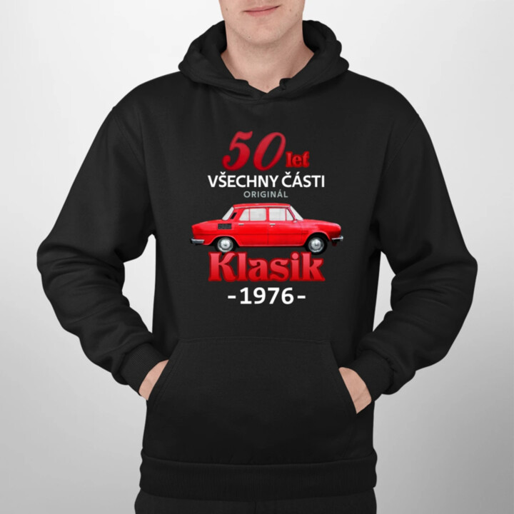 50 let - všechny části originál - Klasik 1976 - pánská mikina s potiskem