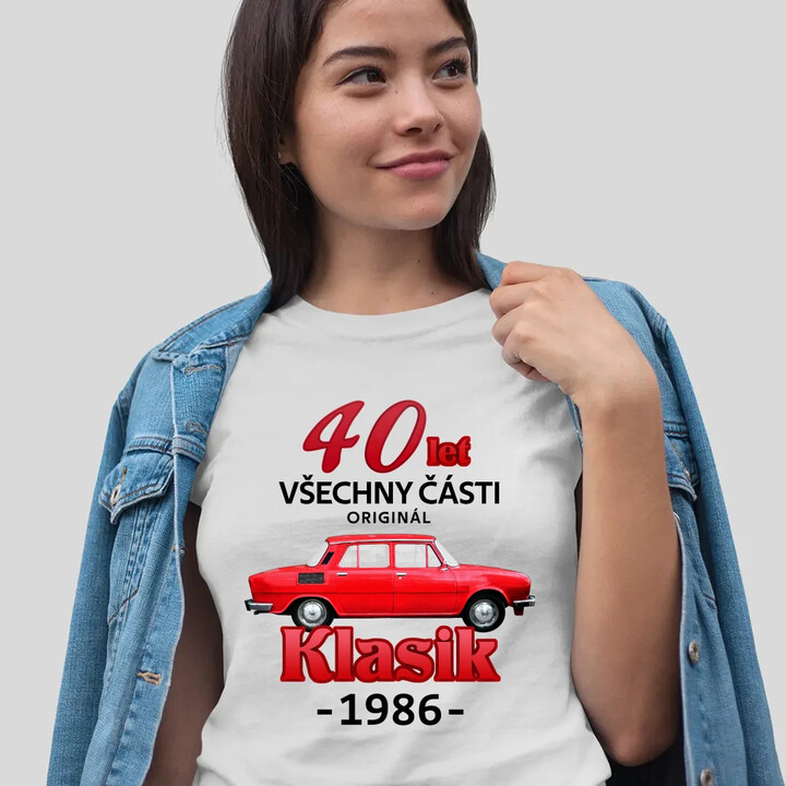 40 let - všechny části originál - Klasik 1986  - dámské tričko s potiskem