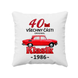 40 let - všechny části originál - Klasik 1986 - polštář s potiskem