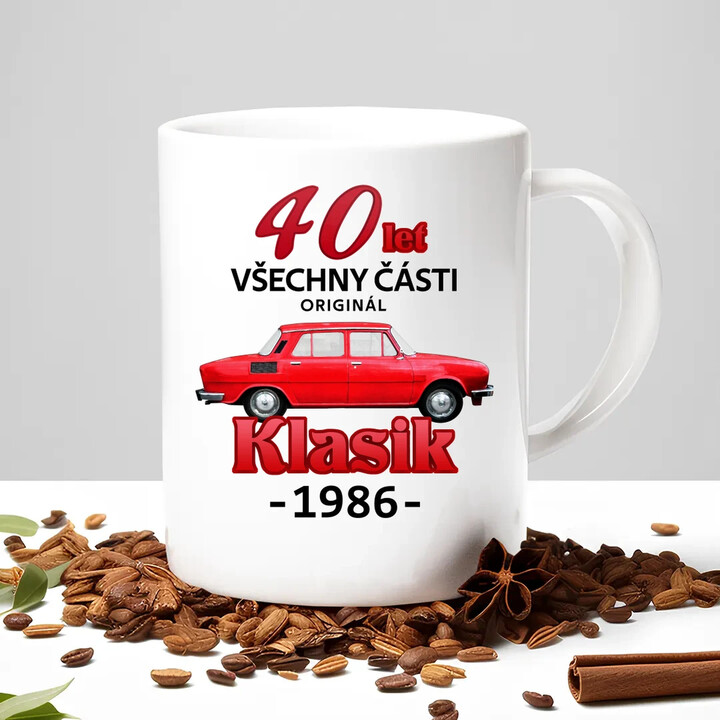 40 let - všechny části originál - Klasik 1986 - hrnek s potiskem