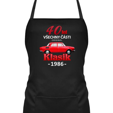 40 let - všechny části originál - Klasik 1986 - zástěra s potiskem