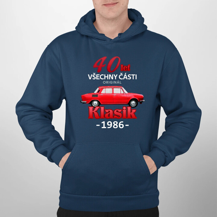 40 let - všechny části originál - Klasik 1986 - pánská mikina s potiskem