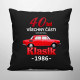 40 let - všechny části originál - Klasik 1986 - černý polštář s potiskem
