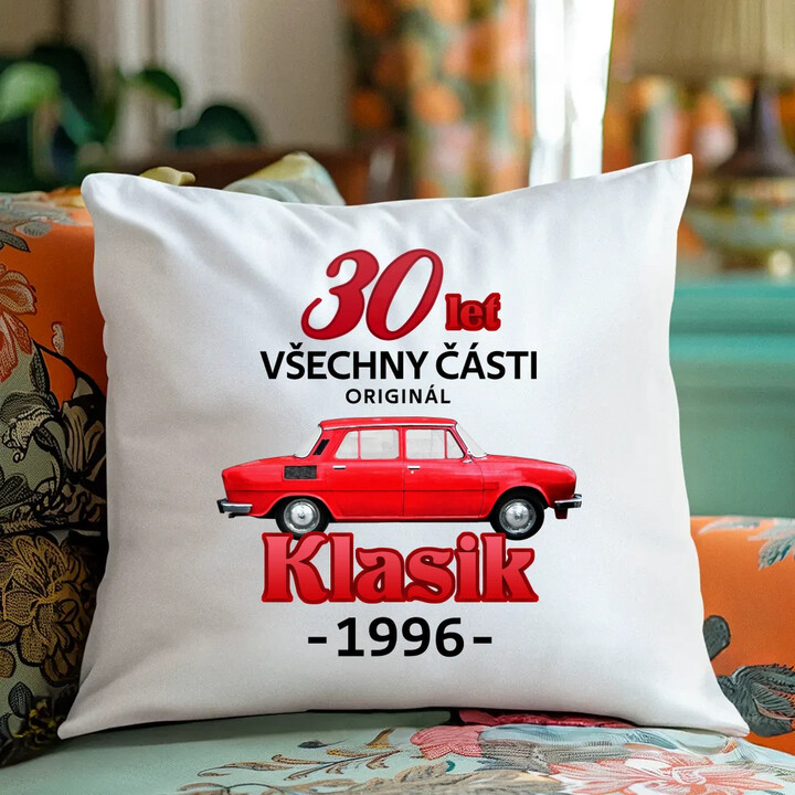 30 let - všechny části originál - Klasik 1996 - polštář s potiskem