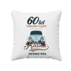 60 let - Všechny části originál - Klasik od roku 1966 - polštář s potiskem