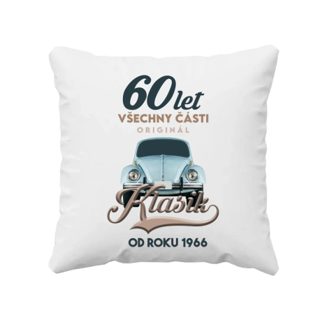 60 let - Všechny části originál - Klasik od roku 1965 - polštář s potiskem