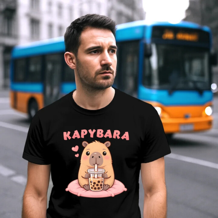 kapybara - bubble tea - pánské tričko s potiskem