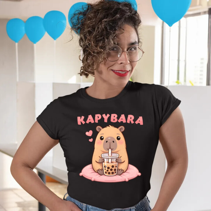 kapybara - bubble tea  - dámské tričko s potiskem