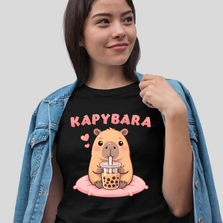 kapybara - bubble tea  - dámské tričko s potiskem