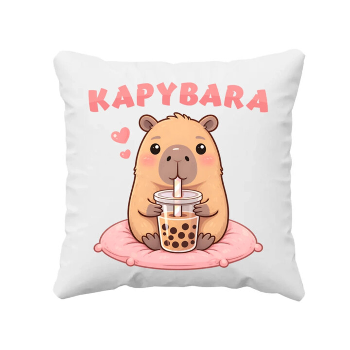 kapybara - bubble tea - polštář s potiskem