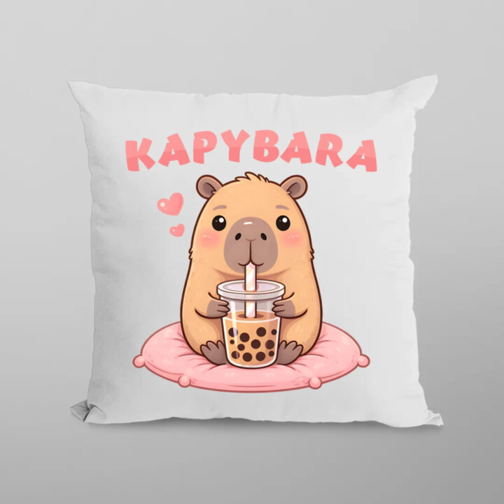 kapybara - bubble tea - polštář s potiskem
