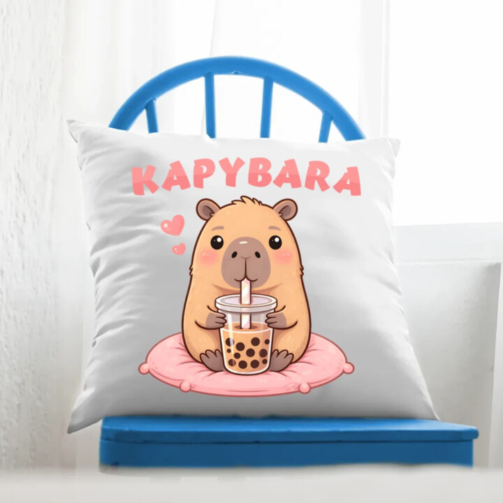 kapybara - bubble tea - polštář s potiskem