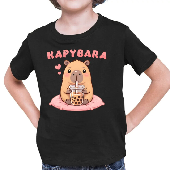 kapybara - bubble tea - dětské tričko s potiskem