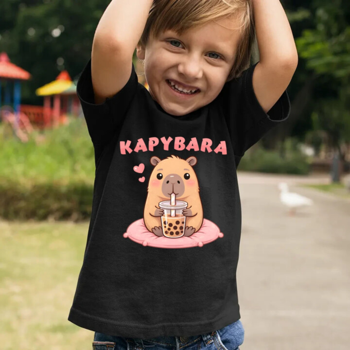 kapybara - bubble tea - dětské tričko s potiskem