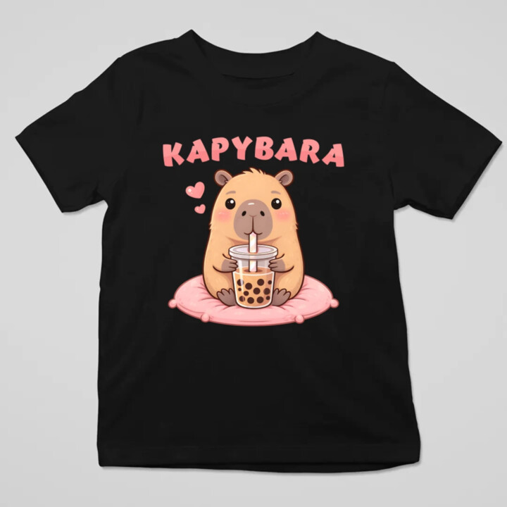 kapybara - bubble tea - dětské tričko s potiskem