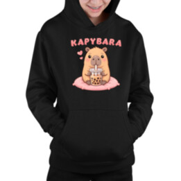 kapybara - bubble tea - dětská mikina s kapucí