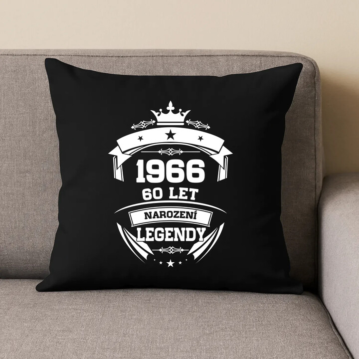 1966 Narození legendy 60 let - černý polštář s potiskem